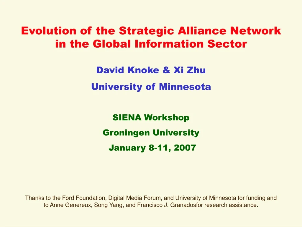 evolution of the strategic alliance network