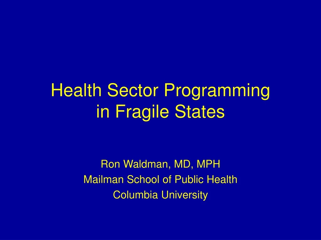 health sector programming in fragile states