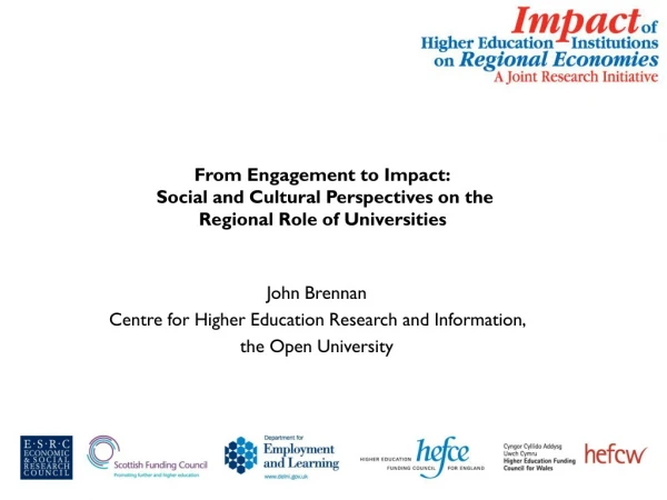 From Engagement to Impact:  Social and Cultural Perspectives on the Regional Role of Universities