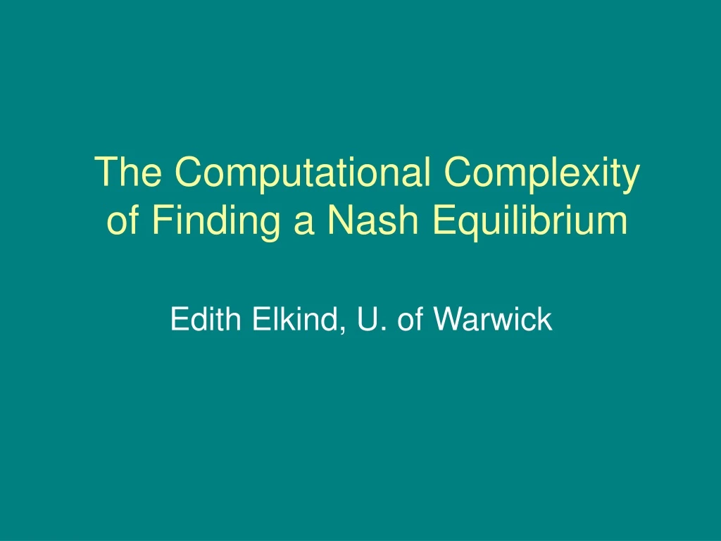 the computational complexity of finding a nash equilibrium