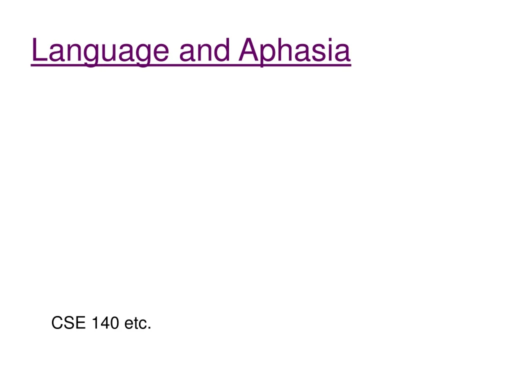 language and aphasia