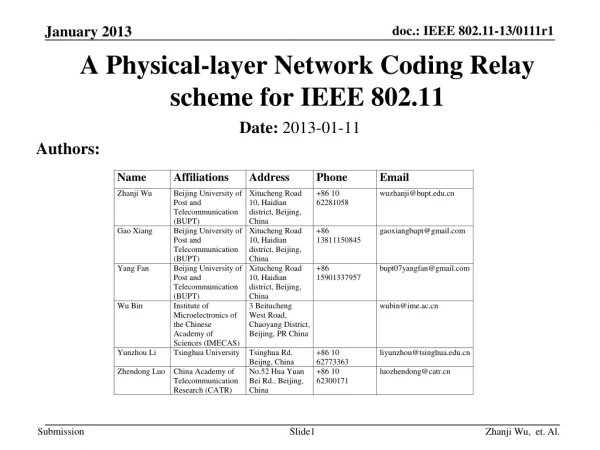 A Physical-layer Network Coding Relay scheme for IEEE 802.11