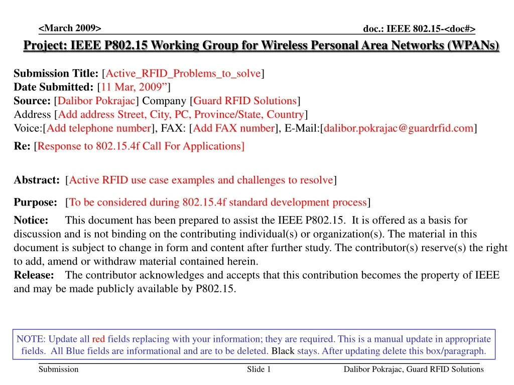 project ieee p802 15 working group for wireless