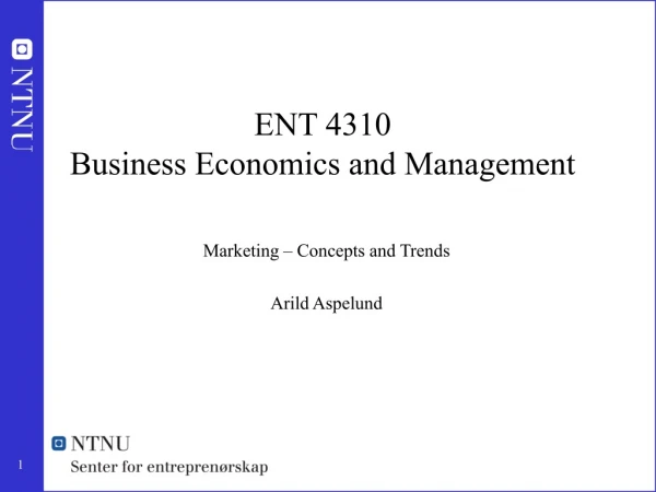 ENT 4310 Business Economics and Management