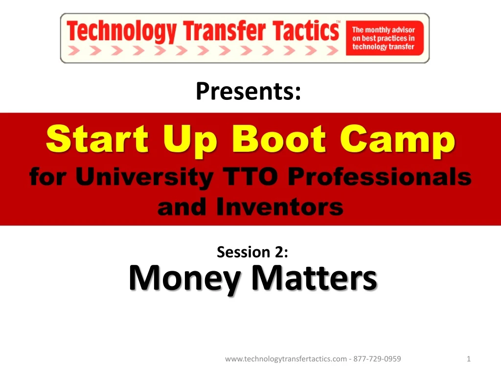 start up boot camp for university tto professionals and inventors