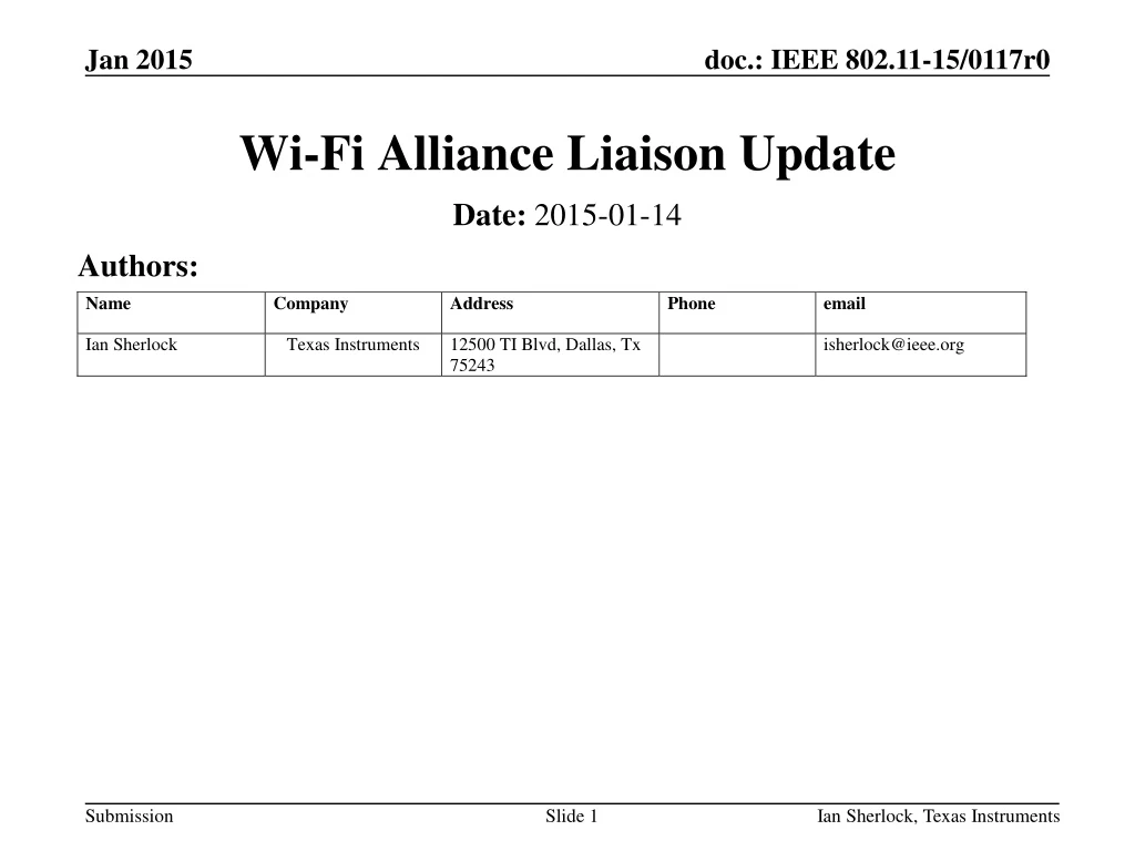 wi fi alliance liaison update