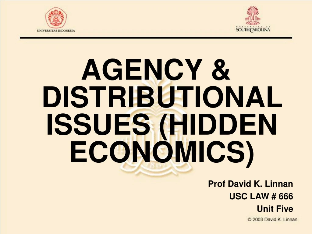 agency distributional issues hidden economics