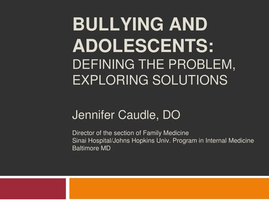 bullying and adolescents defining the problem