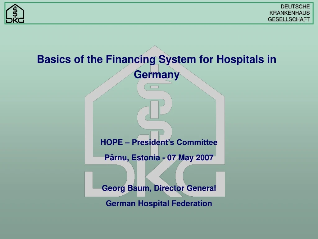 basics of the financing system for hospitals in germany