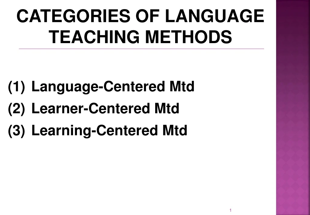 categories of language teaching methods