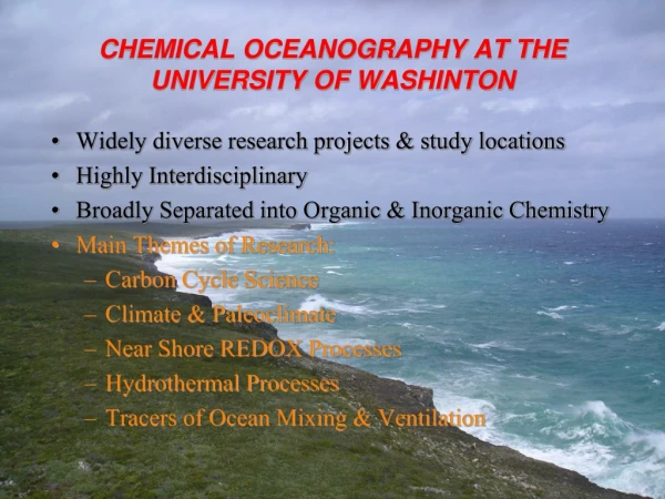 CHEMICAL OCEANOGRAPHY AT THE UNIVERSITY OF WASHINTON