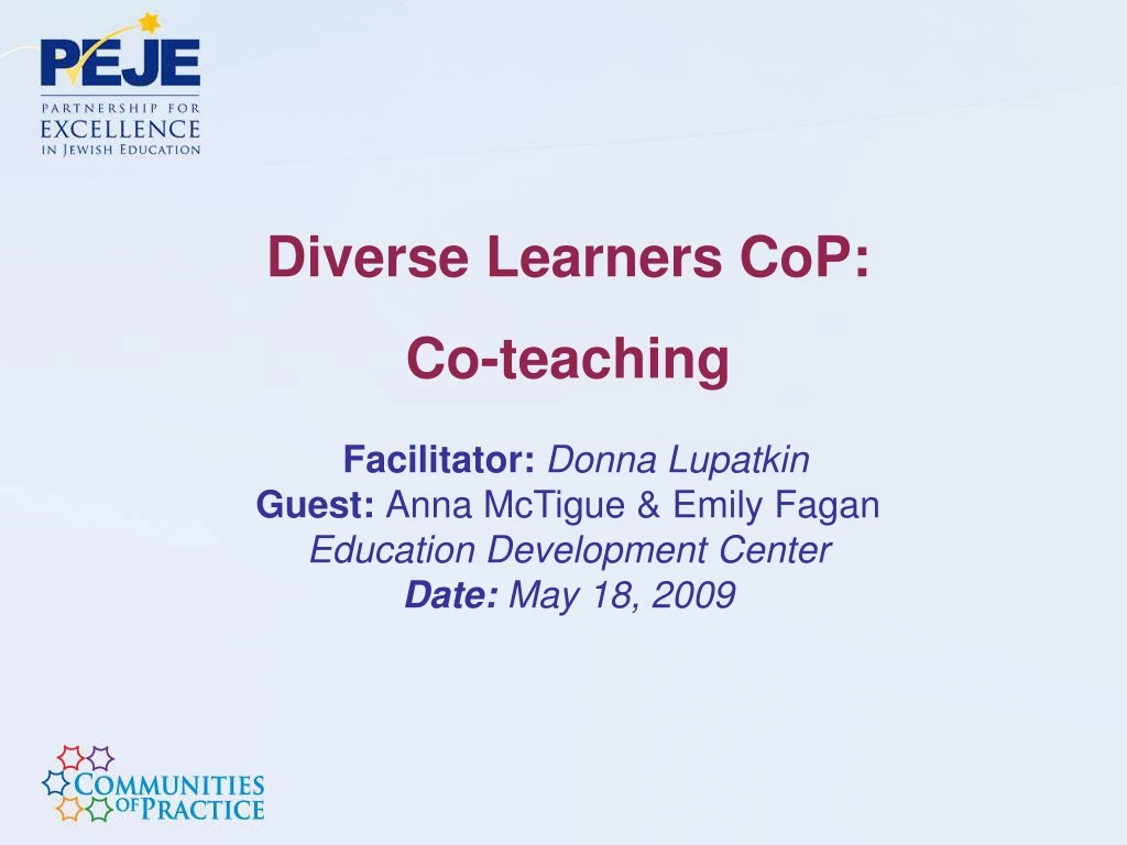 diverse learners cop co teaching facilitator