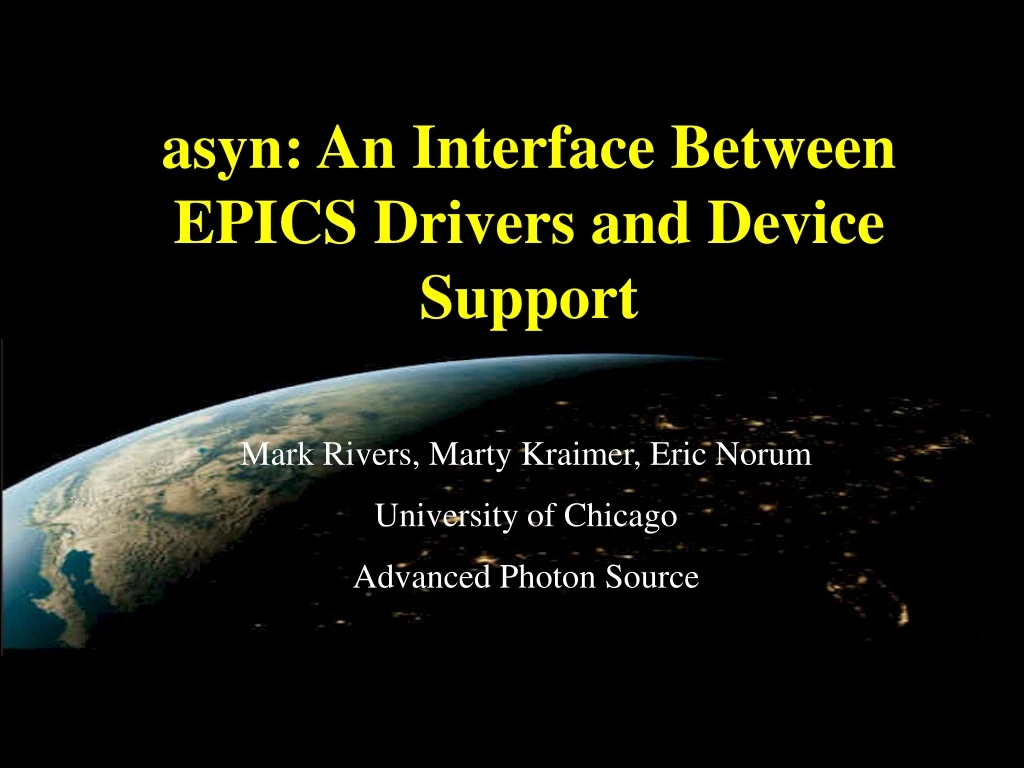 asyn an interface between epics drivers