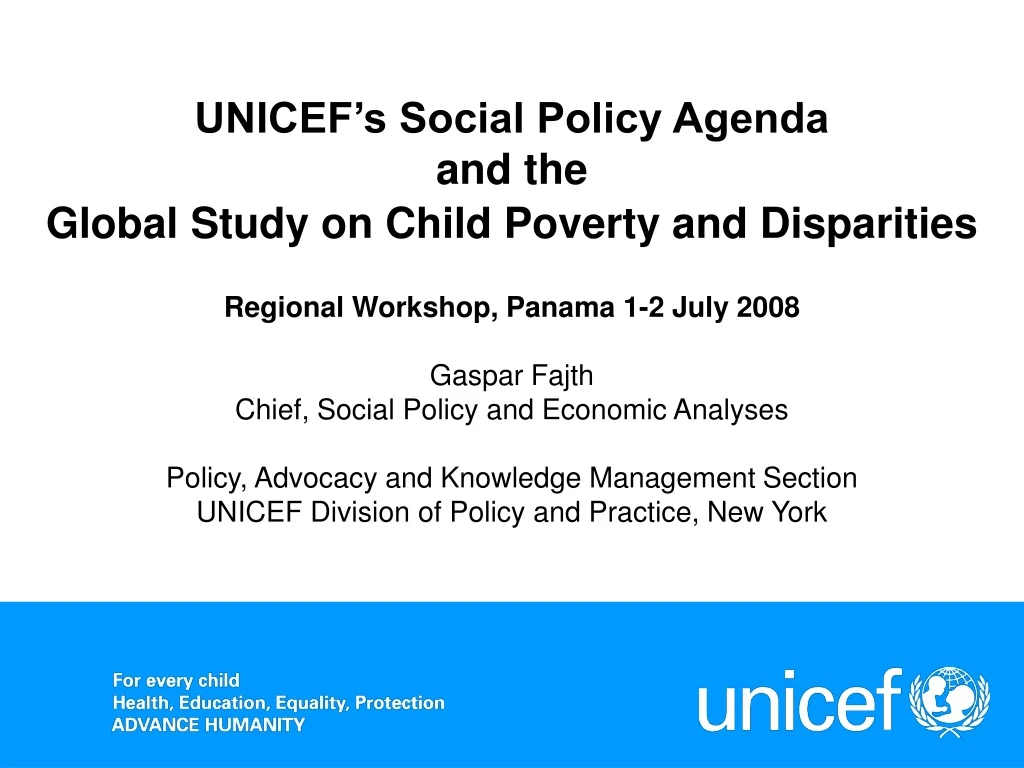 unicef s social policy agenda and the global