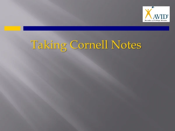 Taking Cornell Notes