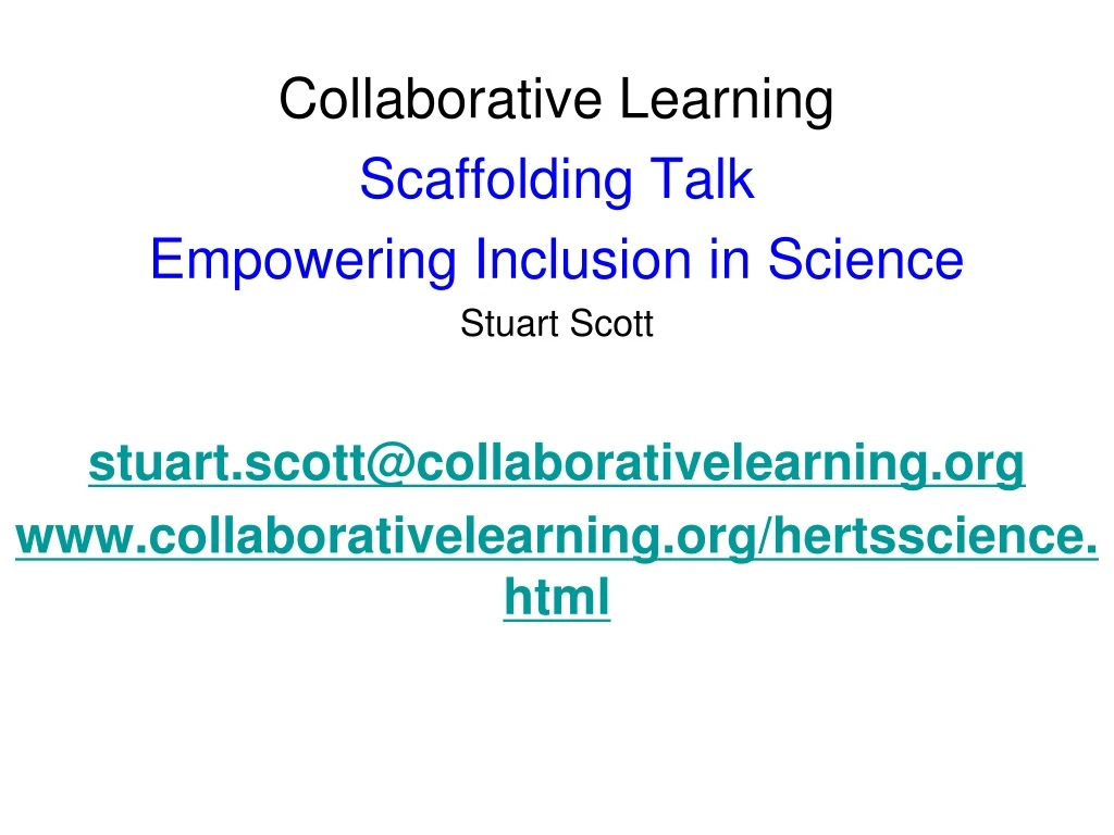 collaborative learning scaffolding talk