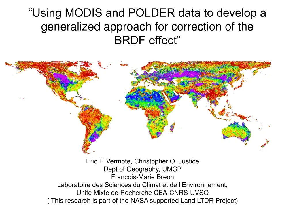 using modis and polder data to develop a generalized approach for correction of the brdf effect