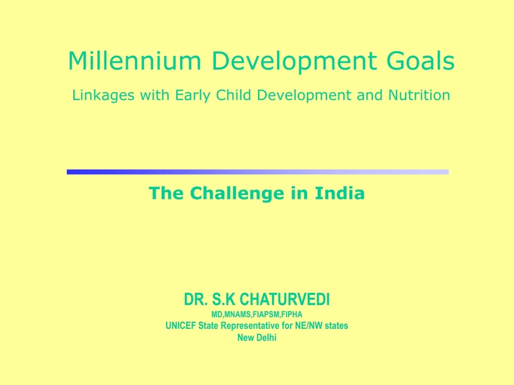 millennium development goals linkages with early child development and nutrition