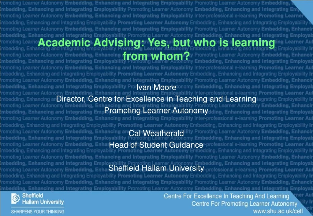 academic advising yes but who is learning from whom