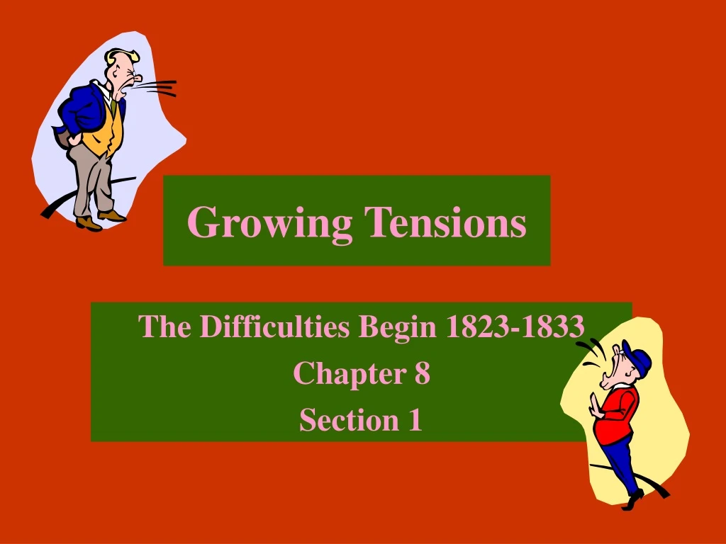 the difficulties begin 1823 1833 chapter 8 section 1