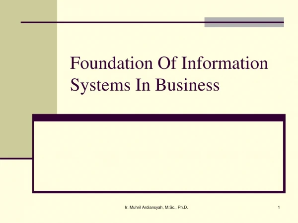 Foundation Of Information Systems In Business