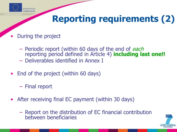 Reporting requirements (2)