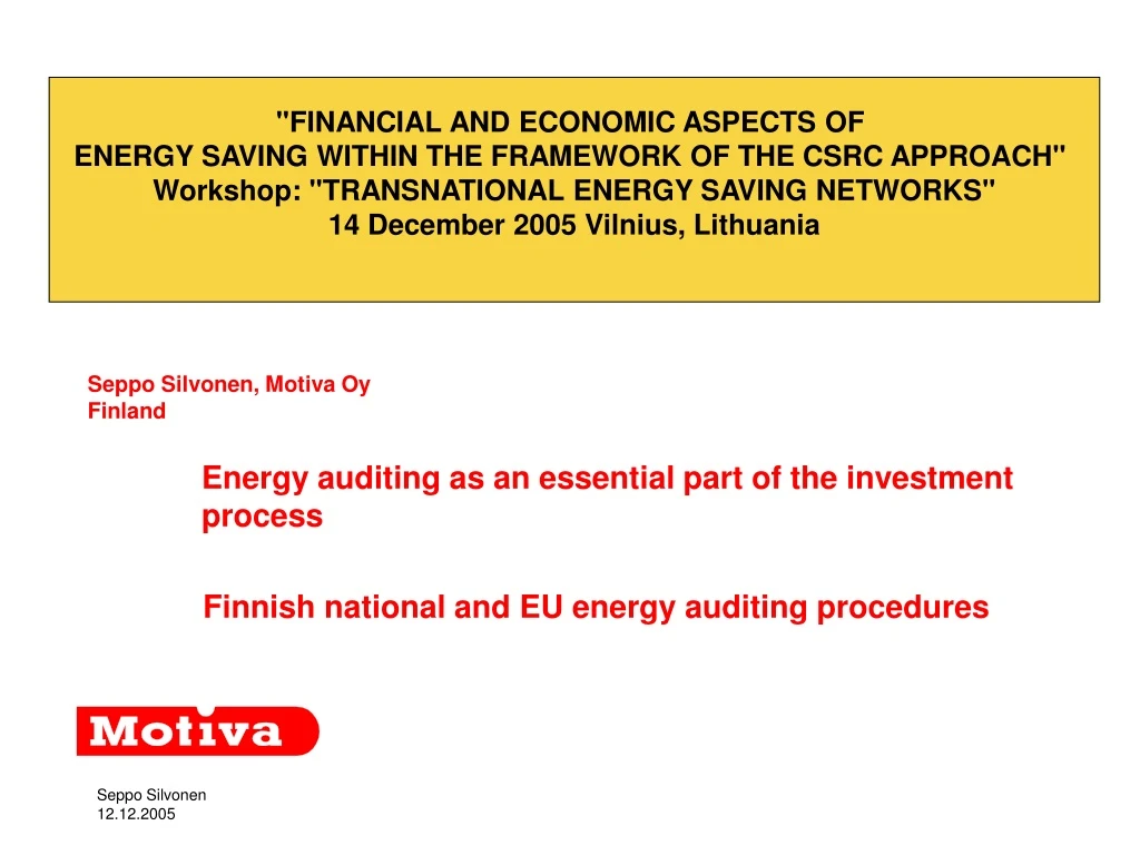 financial and economic aspects of energy saving