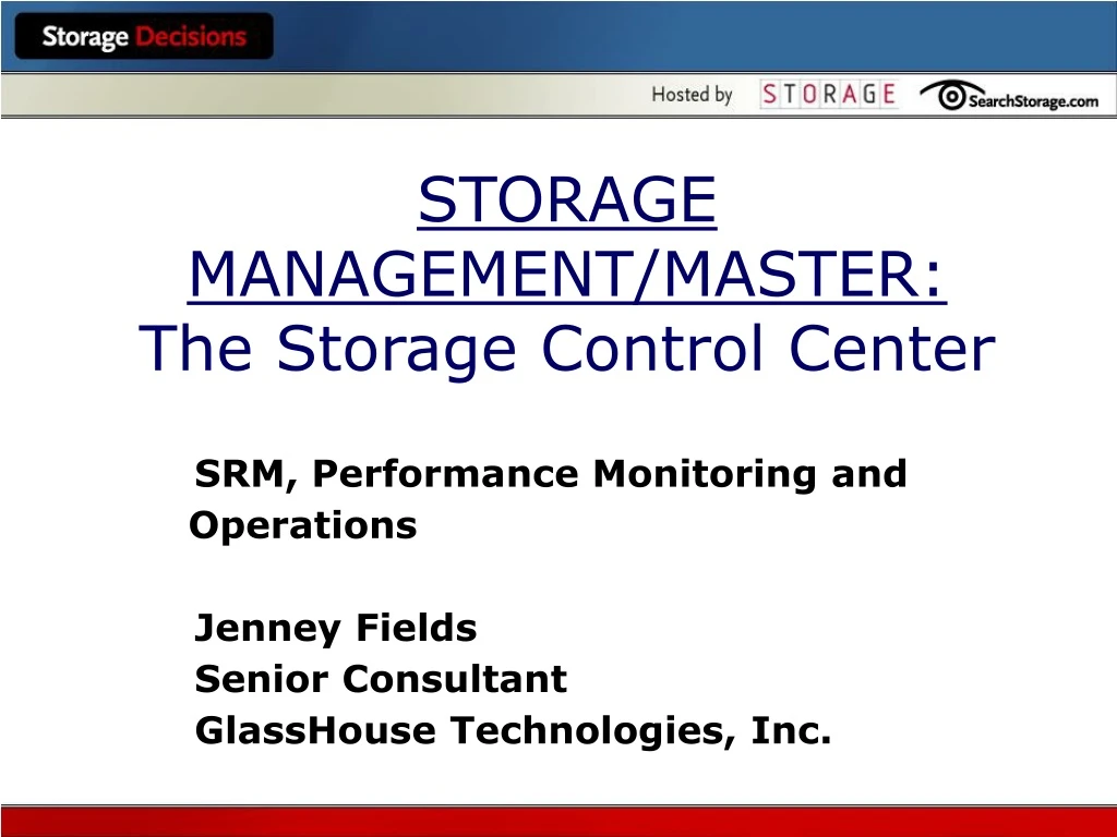 storage management master the storage control center