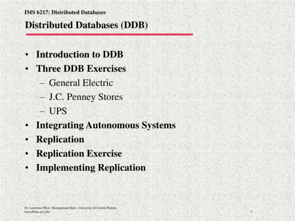 Distributed Databases (DDB)