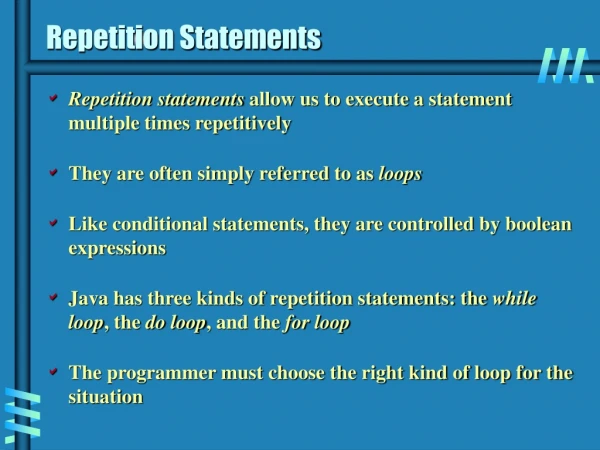 Repetition Statements