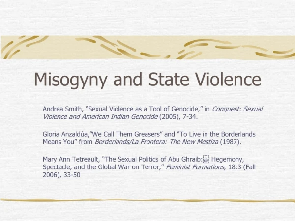 Misogyny and State Violence