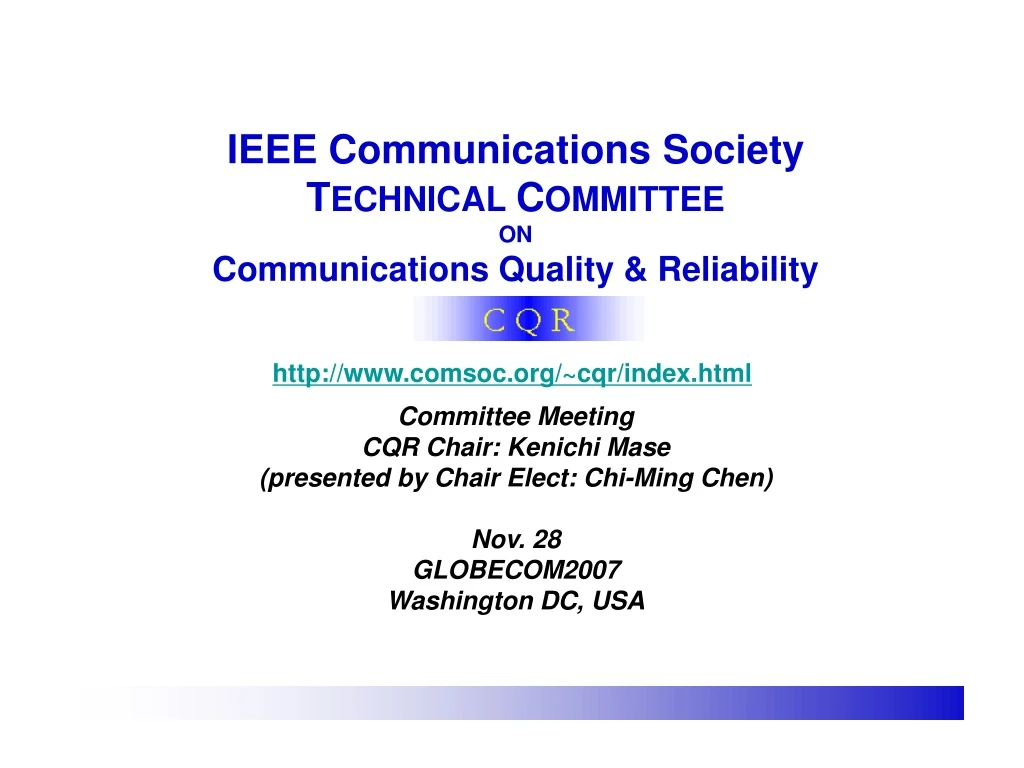 ieee communications society t echnical c ommittee