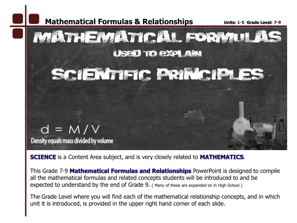 mathematical formulas relationships