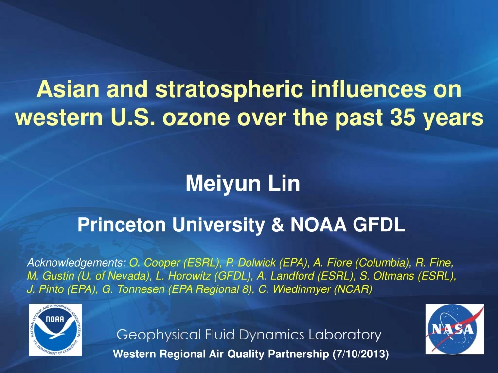 asian and stratospheric influences on western u s ozone over the past 35 years