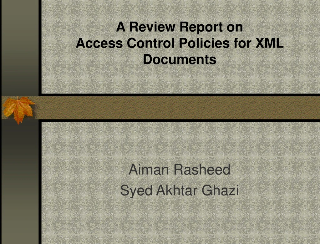 a review report on access control policies for xml documents