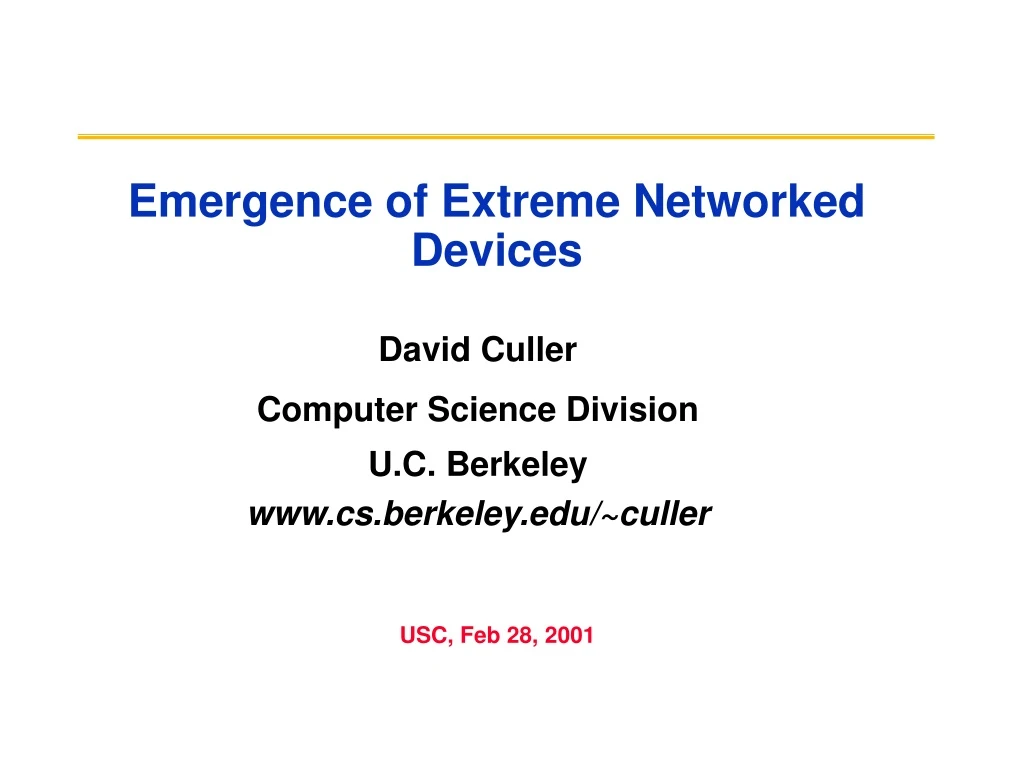 emergence of extreme networked devices