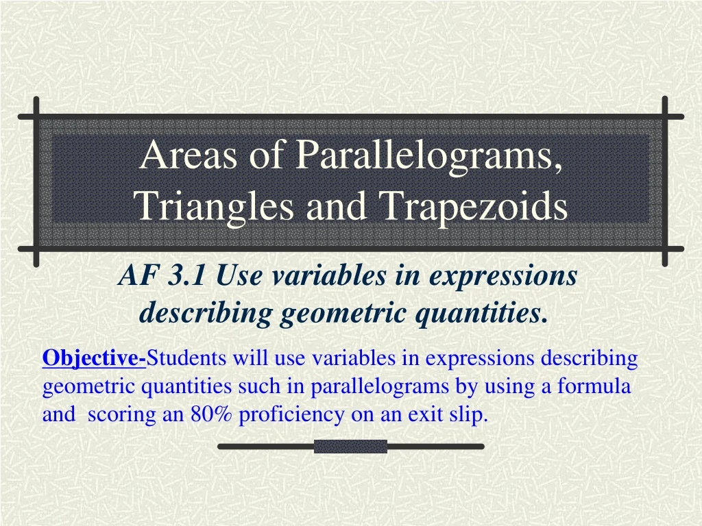 areas of parallelograms triangles and trapezoids