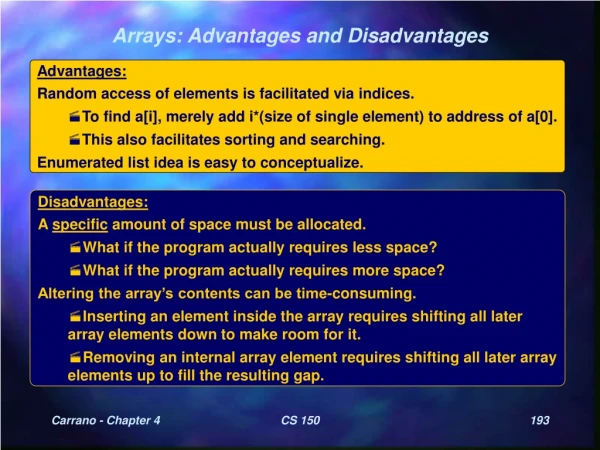 Arrays: Advantages and Disadvantages