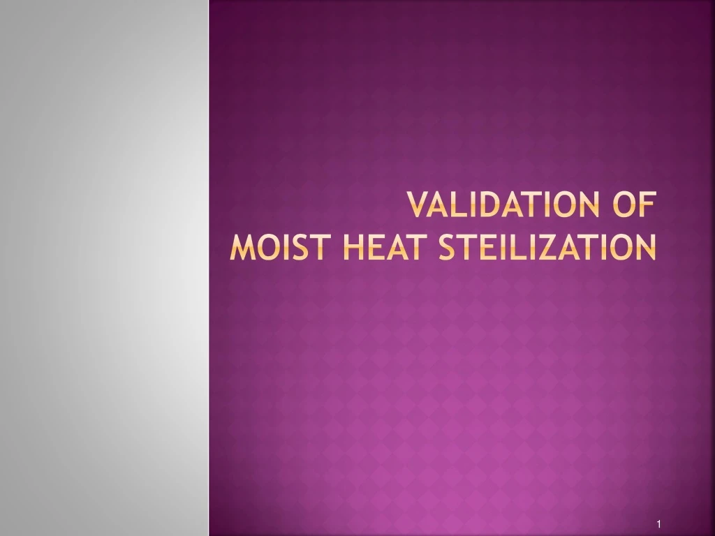 validation of moist heat steilization