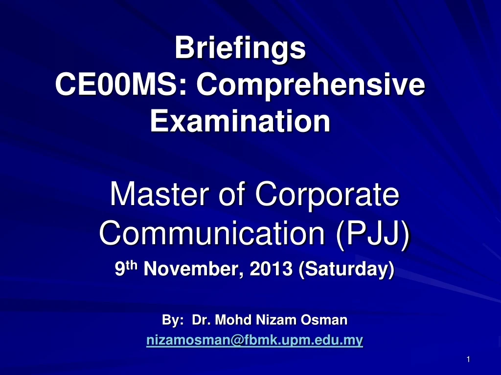 briefings ce00ms comprehensive examination