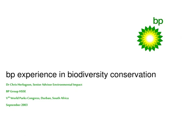 bp experience in biodiversity conservation