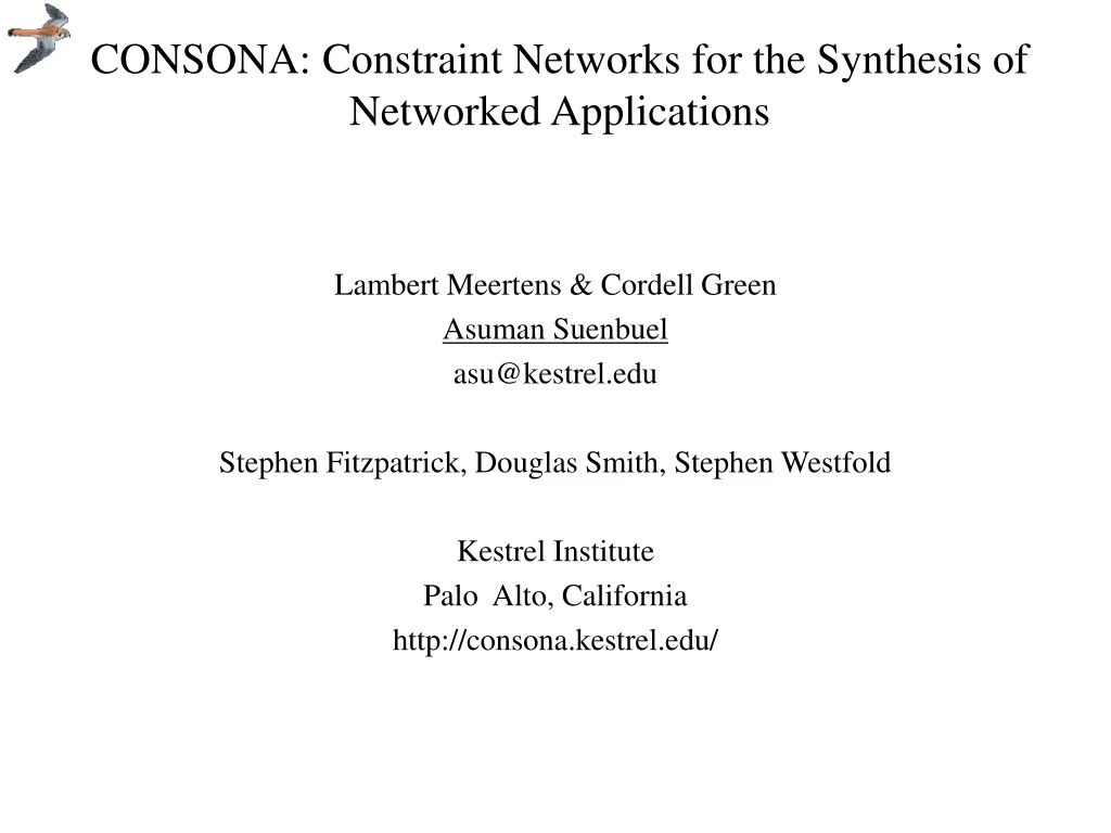 consona constraint networks for the synthesis of networked applications