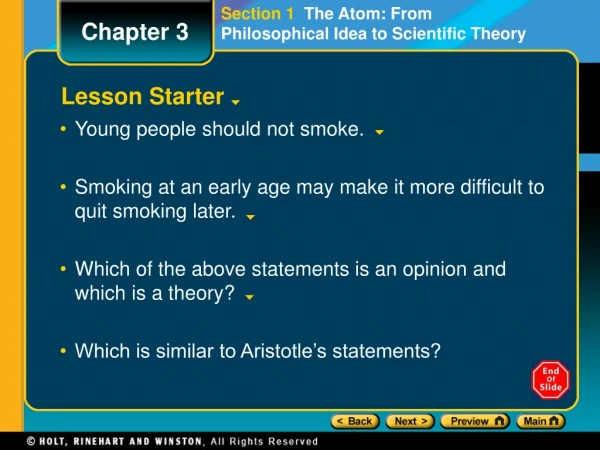 Section 1   The Atom: From Philosophical Idea to Scientific Theory