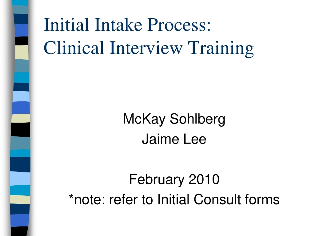 initial intake process clinical interview training