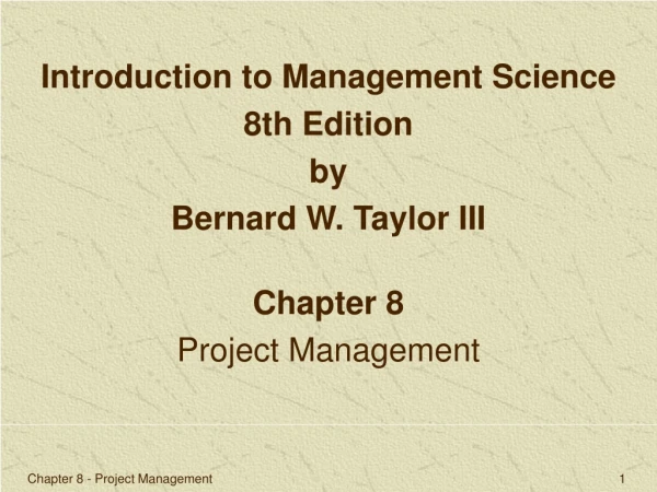 Chapter 8 Project Management