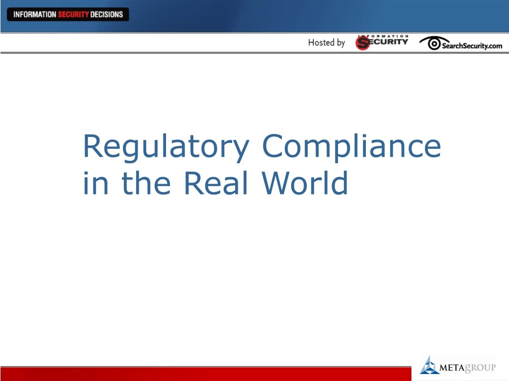 regulatory compliance in the real world