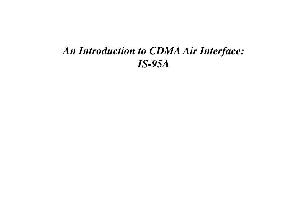 an introduction to cdma air interface is 95a