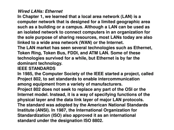 Wired LANs: Ethernet