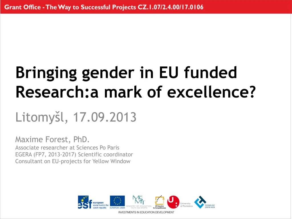 bringing g ender in eu funded research a mark