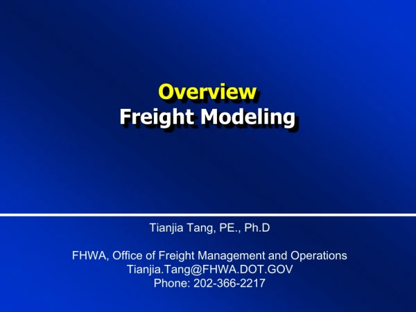 Overview Freight Modeling